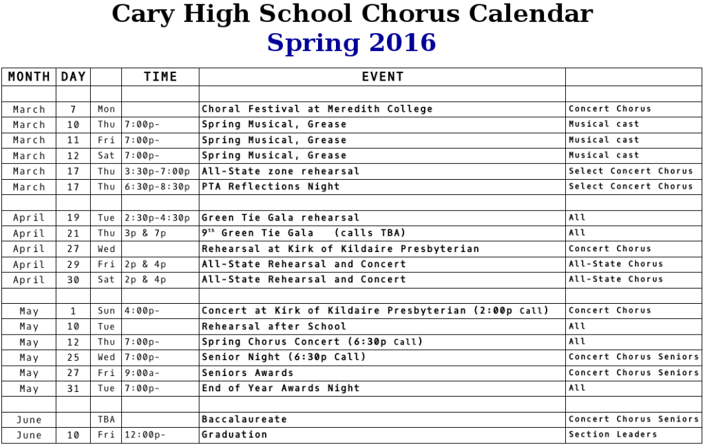 Chorus Cary High Performing Arts